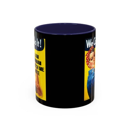 I Am Woman Watch Me Vote Rosie Black Accent Mug by cypherpunkgear.com