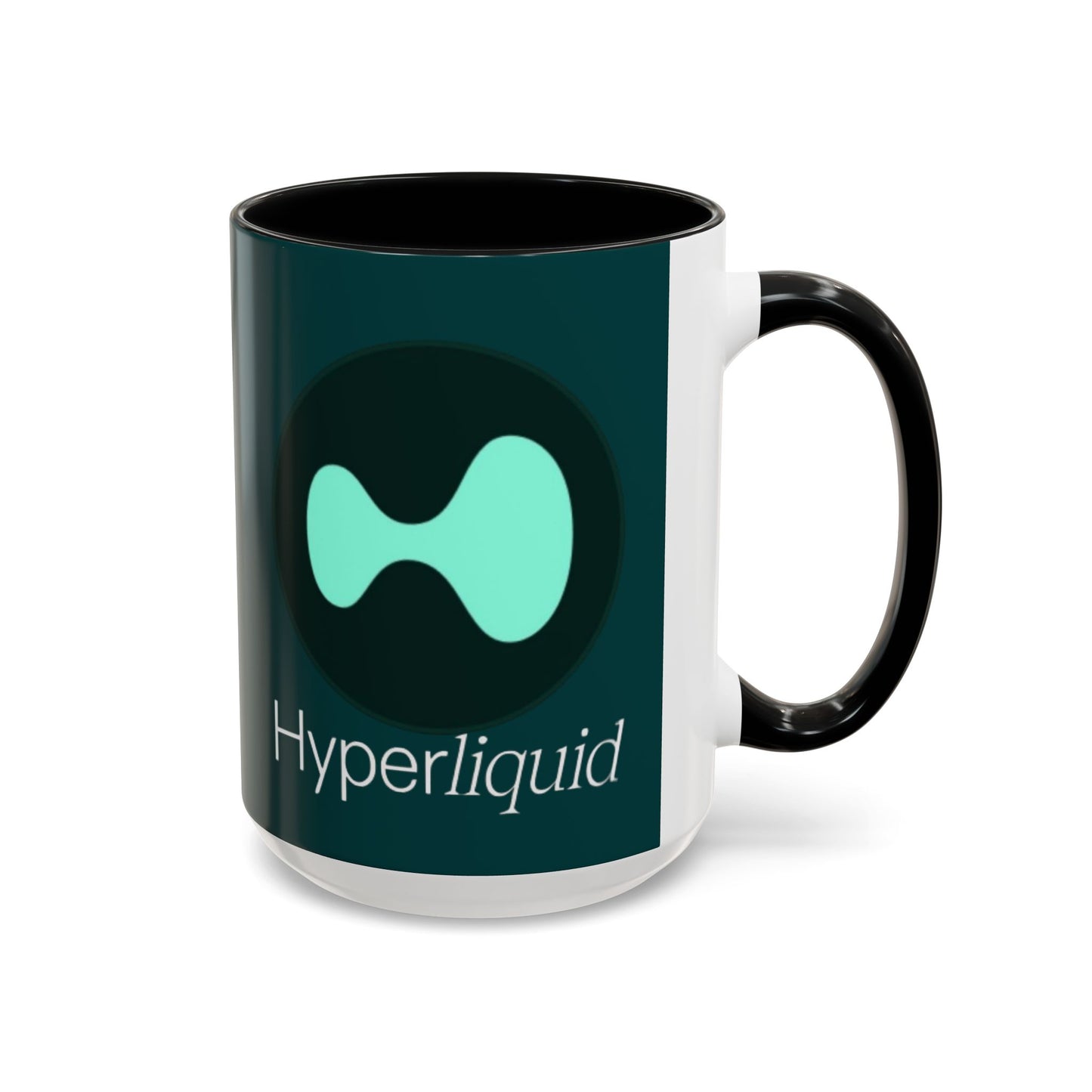 Hyperliquid White font Dark Hyperliquid Accent Mug by cypherpunkgear.com