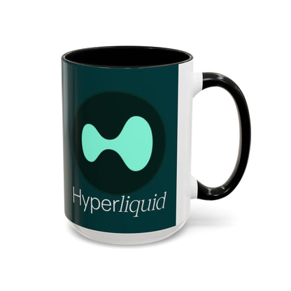 Hyperliquid White font Dark Hyperliquid Accent Mug by cypherpunkgear.com