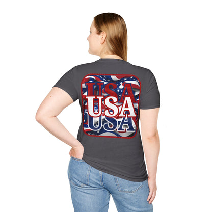 2-sided Red WHITE and Blue USA Patriot DKcolors Unisex T-Shirt by cypherpunkgear