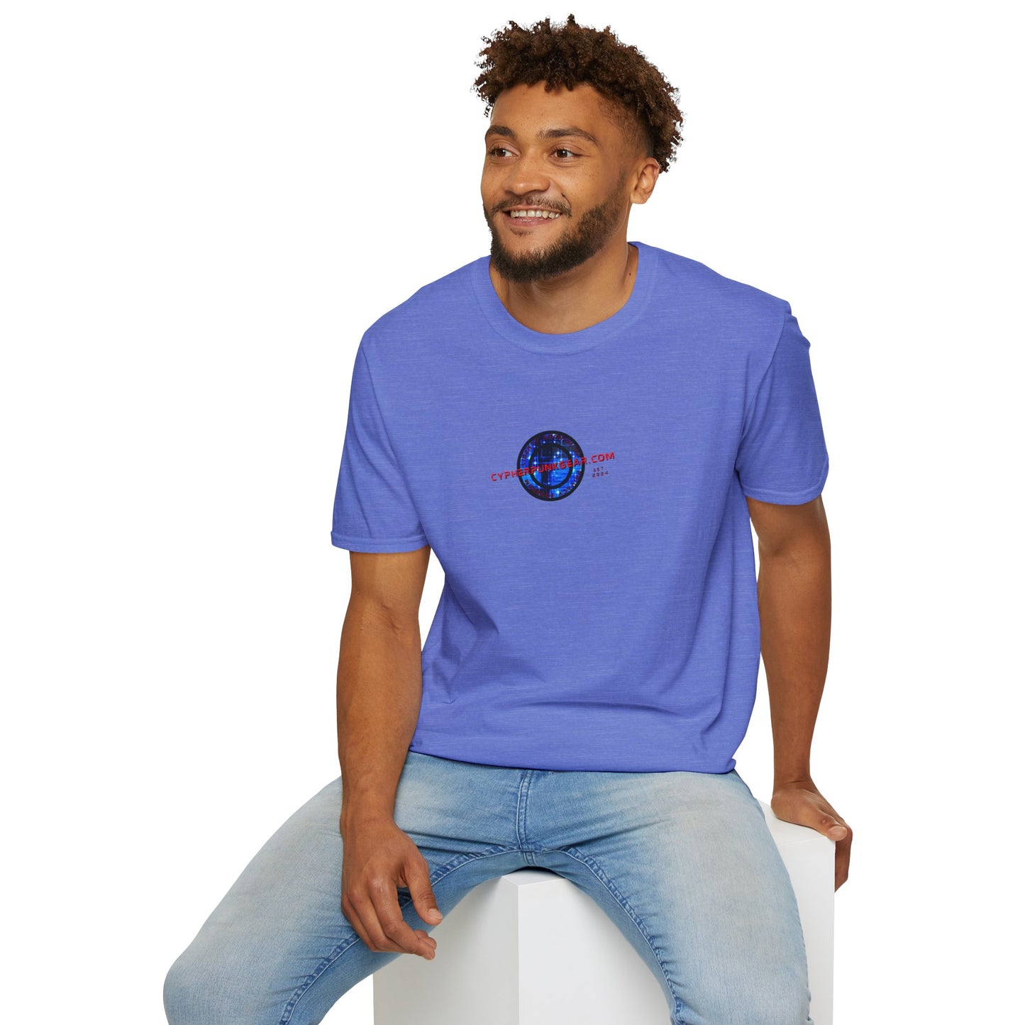 2-sided, cypherpunkgear.com Logo & Cityscape Light colors Unisex T-Shirt by cypherpunkgear.com