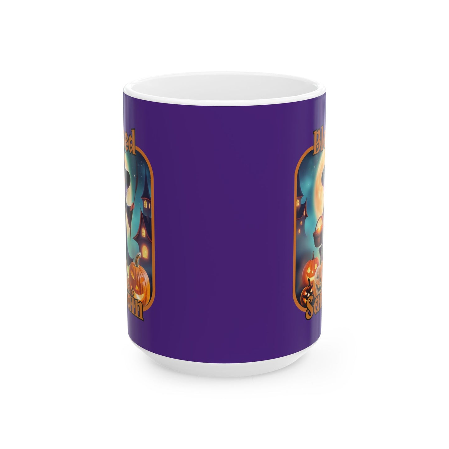 Blessed Samhain Little Witch ORfont Purple Mug by cypherpunkgear