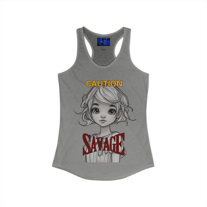 Caution, Savage Women's Racerback Tank Top by cypherpunkgear.com