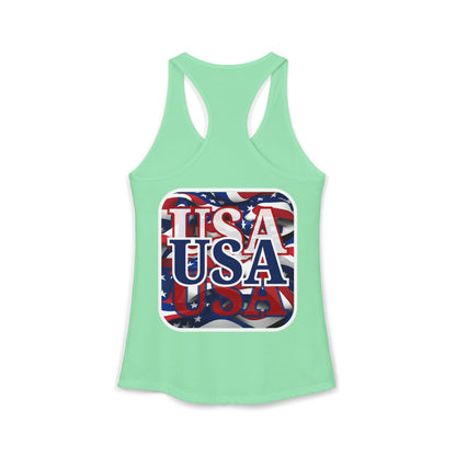 2-sided Red White and BLUE USA Patriot Women's Racerback Tank Top by cypherpunkgear.com