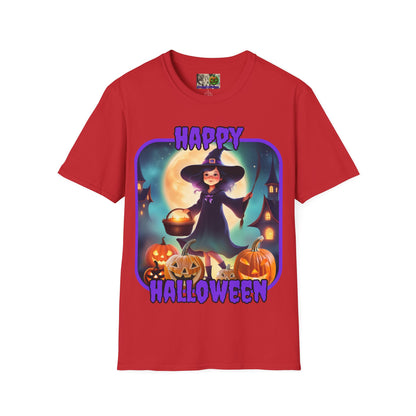 Happy Halloween Little Witch Purple font, Light colors, Unisex T-Shirt by CreepyCrafts.boo