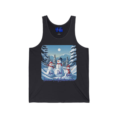 Snowman Family of 3 Unisex Jersey Tank Top by cypherpunkgear.com