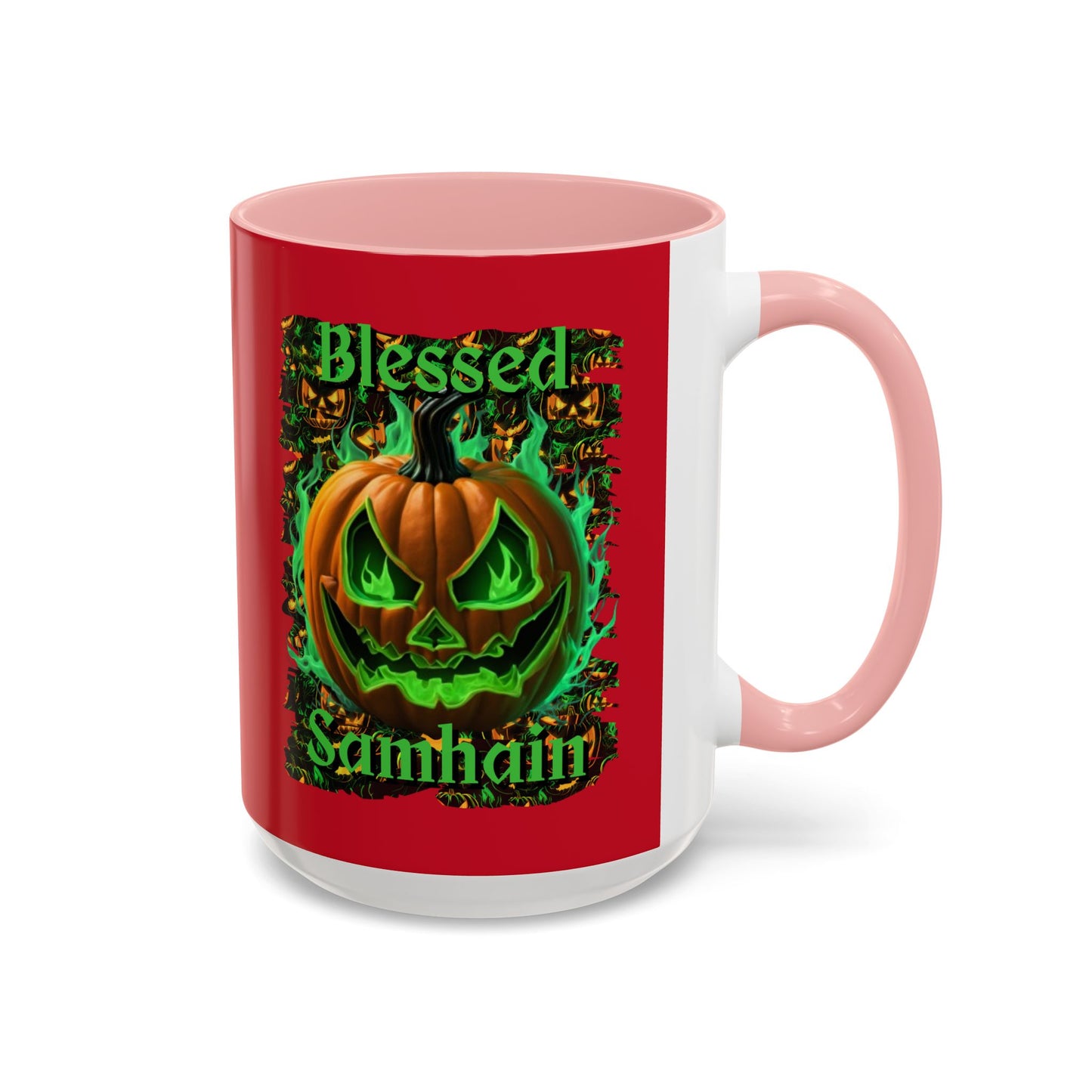 Blessed Samhain Green Jack Red Accent Mug by CreepyCrafts.boo