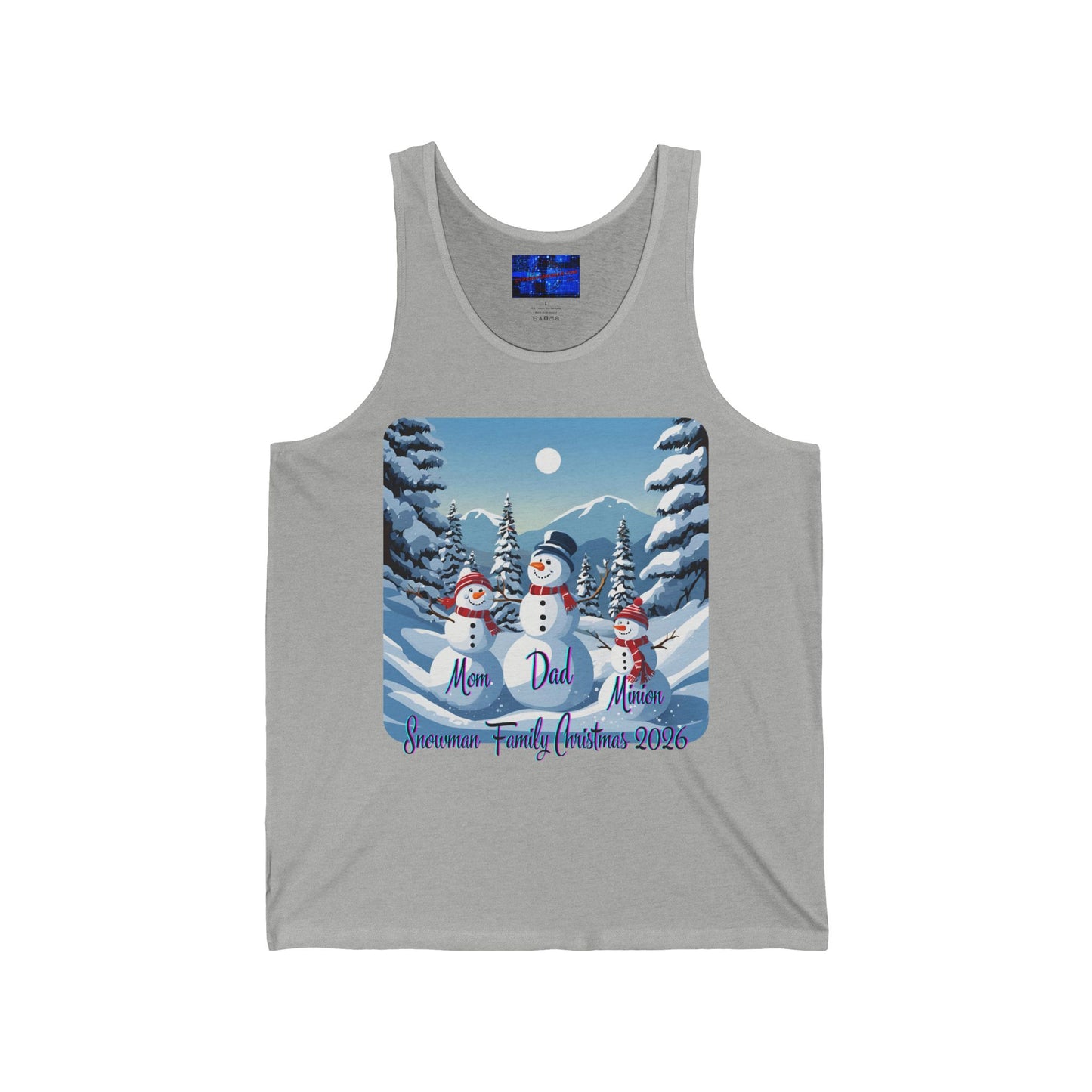 Snowman Family of 3 Unisex Jersey Tank Top by cypherpunkgear.com