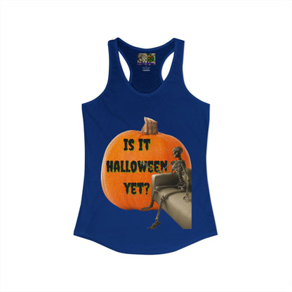 Is it Halloween yet? Skeleton's Giant Pumpkin Women's Racerback Tank Top by CreepyCrafts.boo