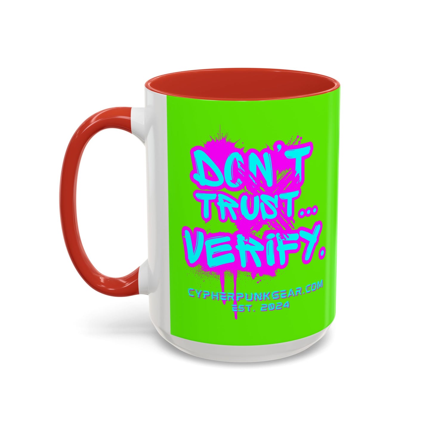 Don't Trust...Verify. Green Accent Mug by cypherpunkgear.com
