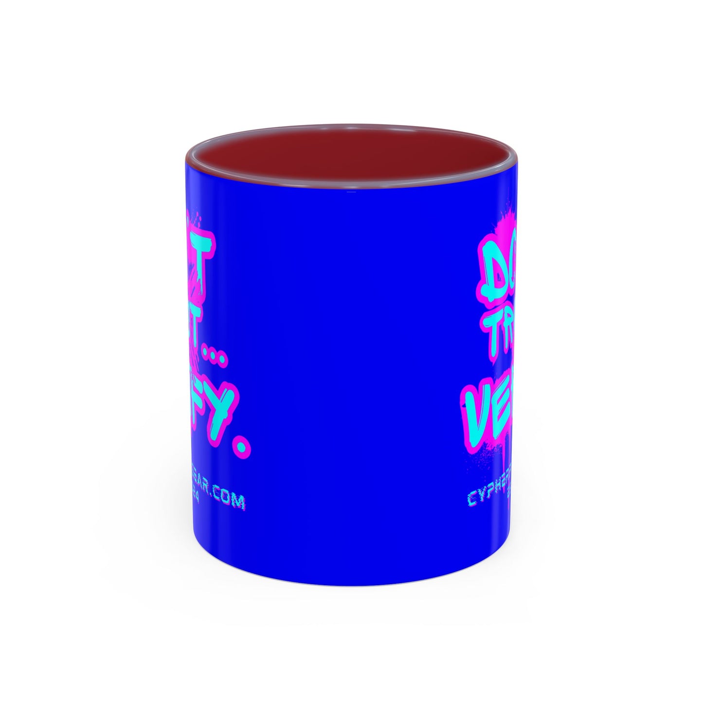Don't Trust...Verify. Dark Blue Accent Mug by cypherpunkgear.com