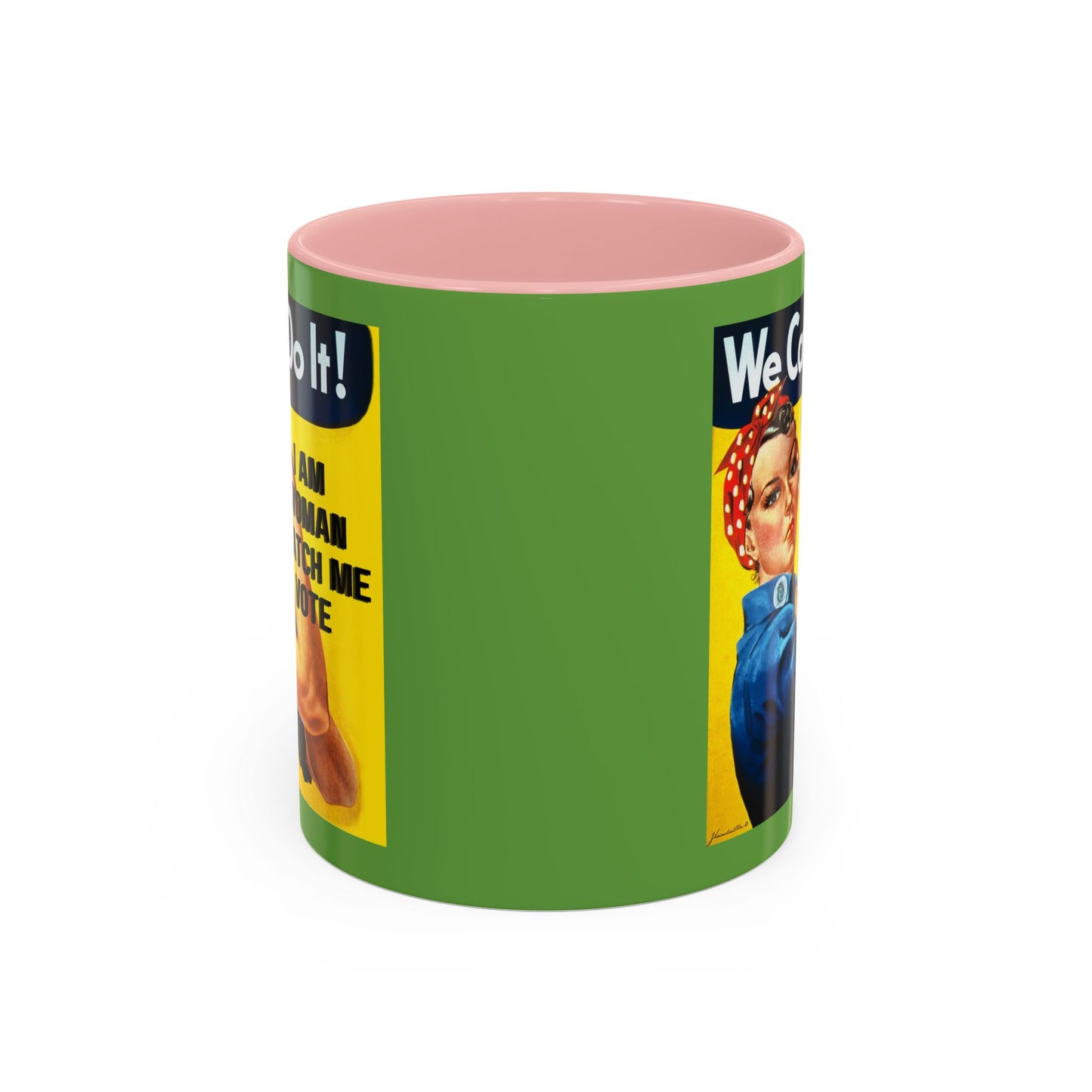 I Am Woman Watch Me Vote Rosie Green Accent Mug by cypherpunkgear.com