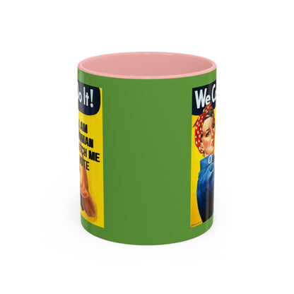 I Am Woman Watch Me Vote Rosie Green Accent Mug by cypherpunkgear.com