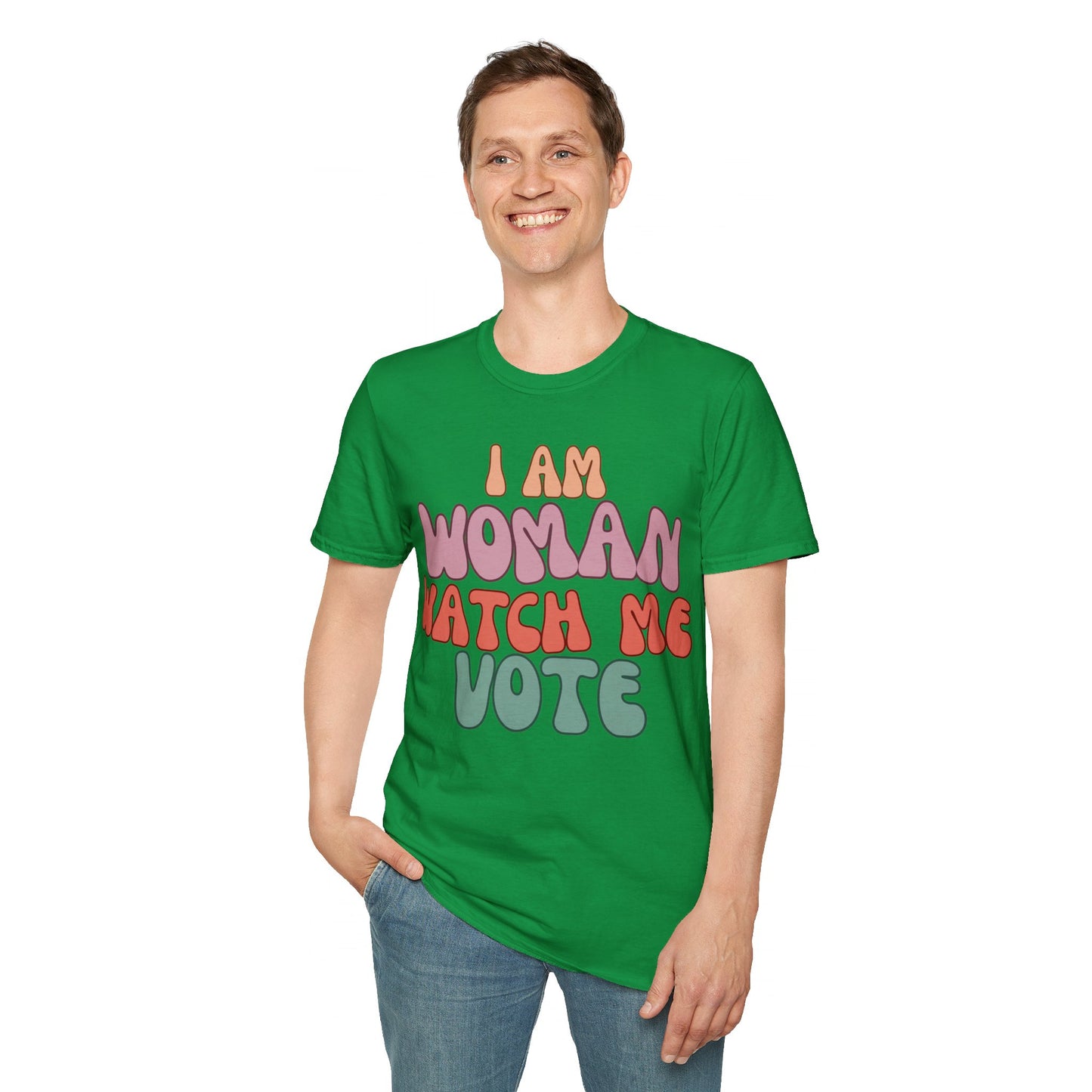 I Am Woman Watch Me Vote DKcolors Unisex T-Shirt by cypherpunkgear