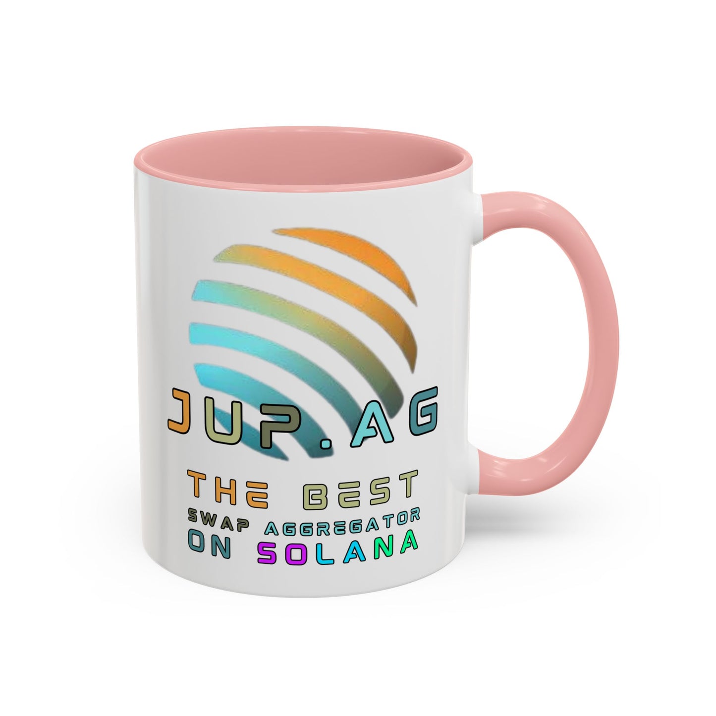 Jupiter (JUP) the best aggregator on Solana White Accent Mug by cypherpunkgear.com