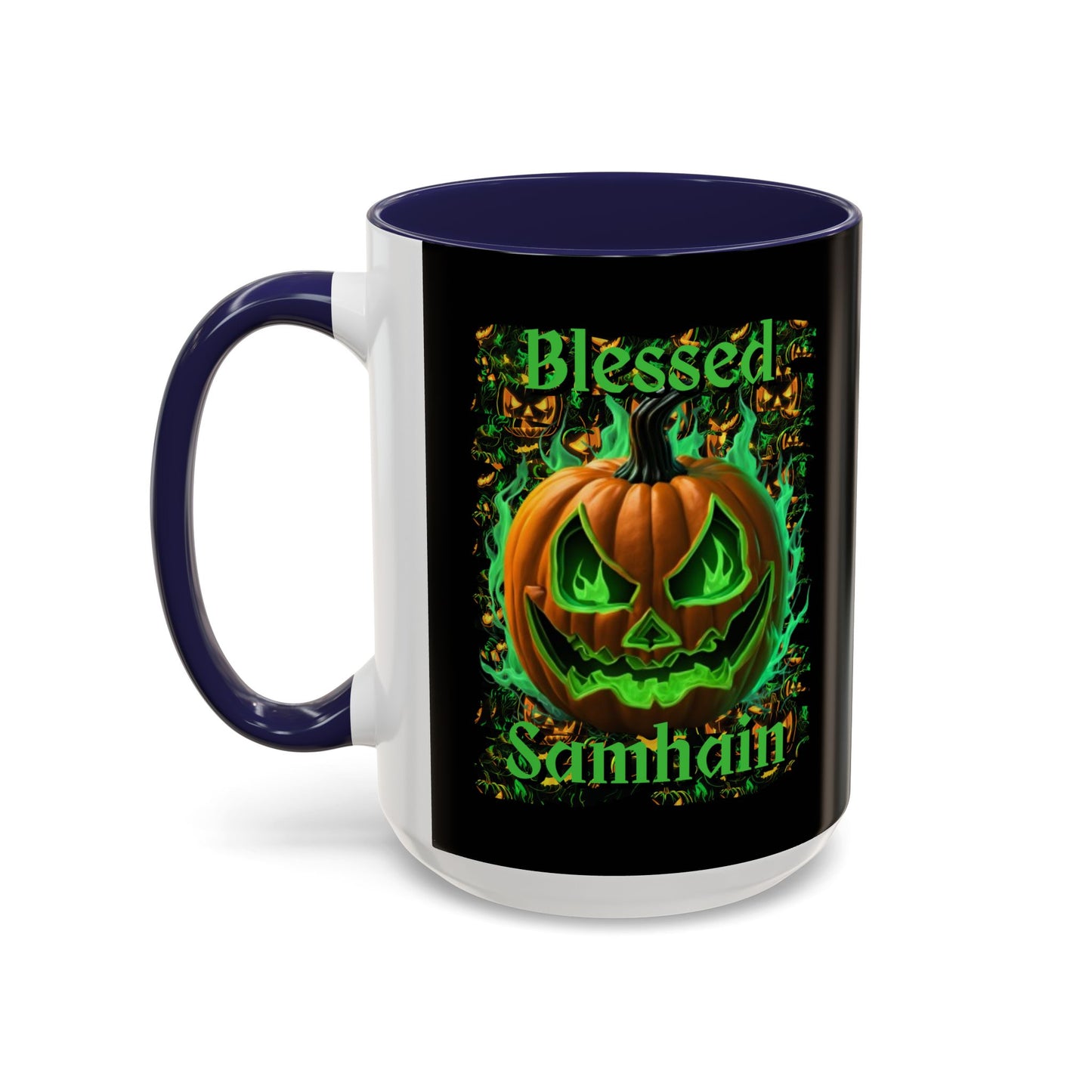 Blessed Samhain Green Jack Black Accent Mug by CreepyCrafts.boo