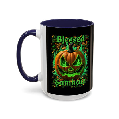 Blessed Samhain Green Jack Black Accent Mug by CreepyCrafts.boo