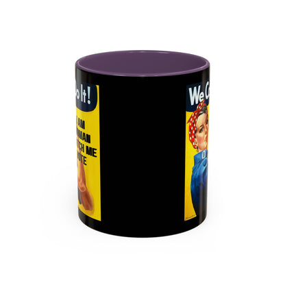 I Am Woman Watch Me Vote Rosie Black Accent Mug by cypherpunkgear.com