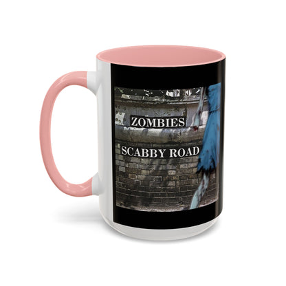 2-sided, Scabby Road Black Accent Mug by CreepyCrafts.boo