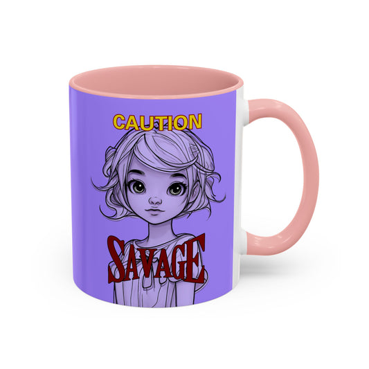 Caution, Savage Light Purple Accent Mug by cypherpunkgear.com