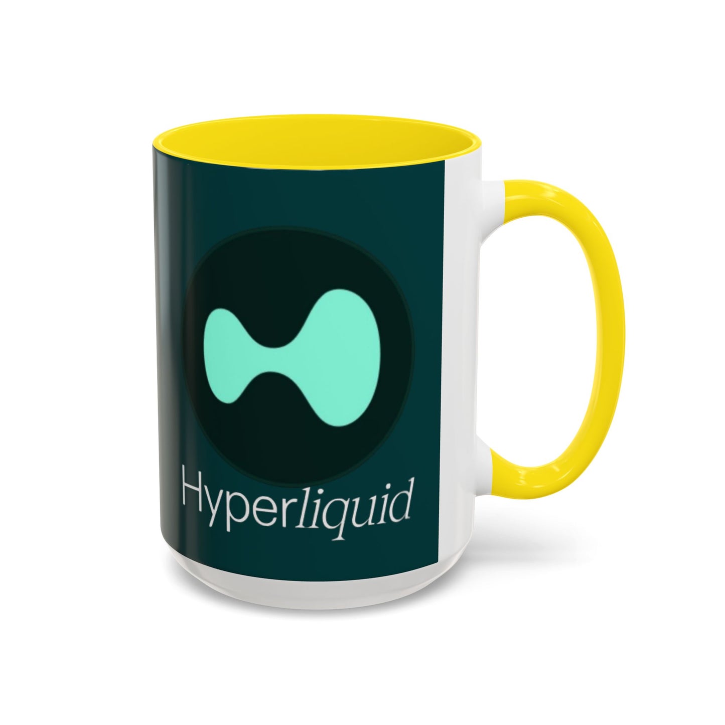 Hyperliquid White font Dark Hyperliquid Accent Mug by cypherpunkgear.com