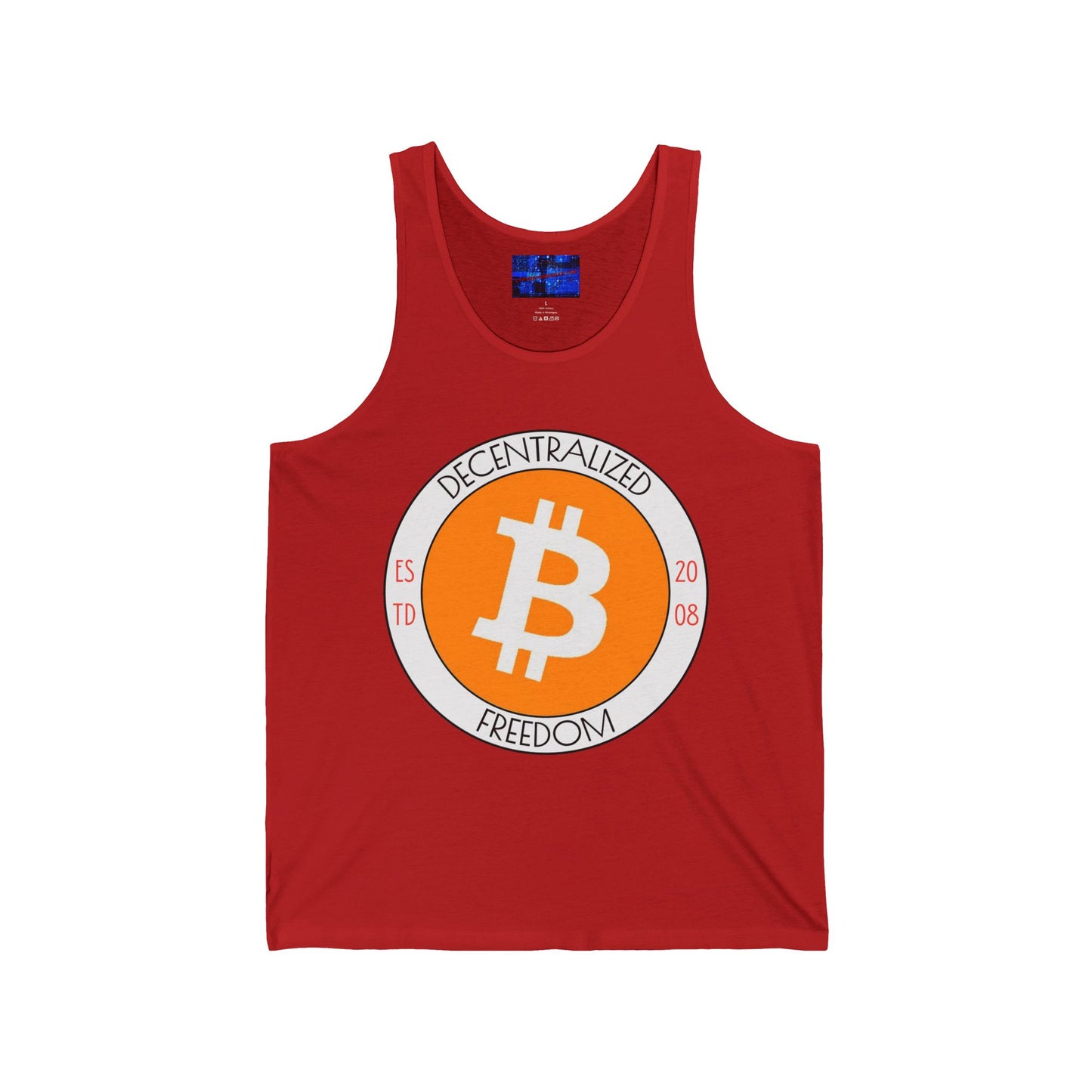 Bitcoin Decentralized Freedom Unisex Jersey Tank Top by cypherpunkgear.com