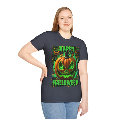Happy Halloween Green Jack Dark colors Unisex T-Shirt by CreepyCrafts.boo