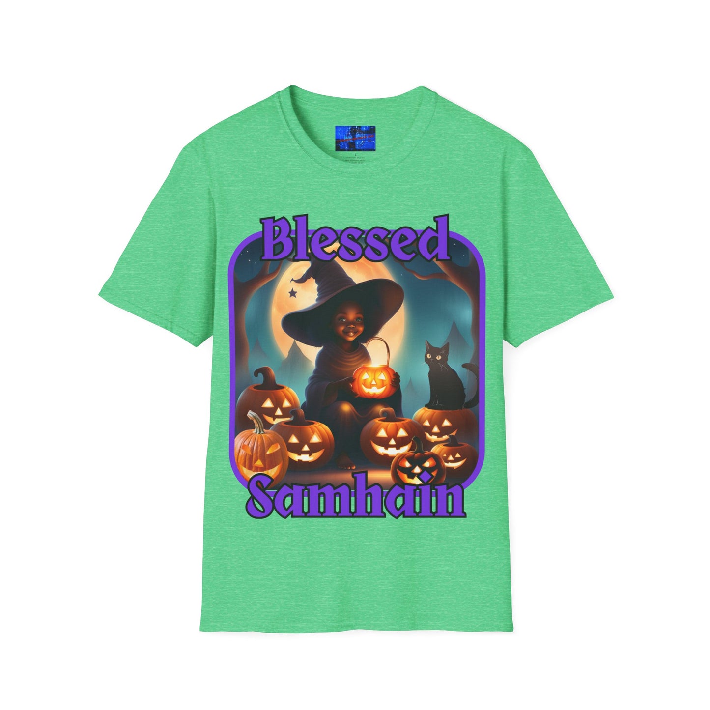 Blessed Samhain Cute Witch PRfont DKcolors Unisex T-Shirt by cypherpunkgear