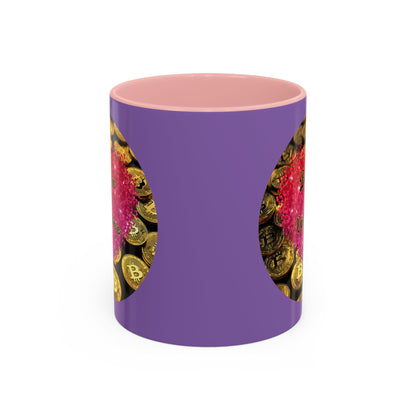 Bitcoin is My Valentine Light Purple Accent Mug by cypherpunkgear.com