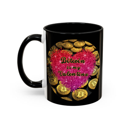 Bitcoin is My Valentine Black Accent Mug by cypherpunkgear.com
