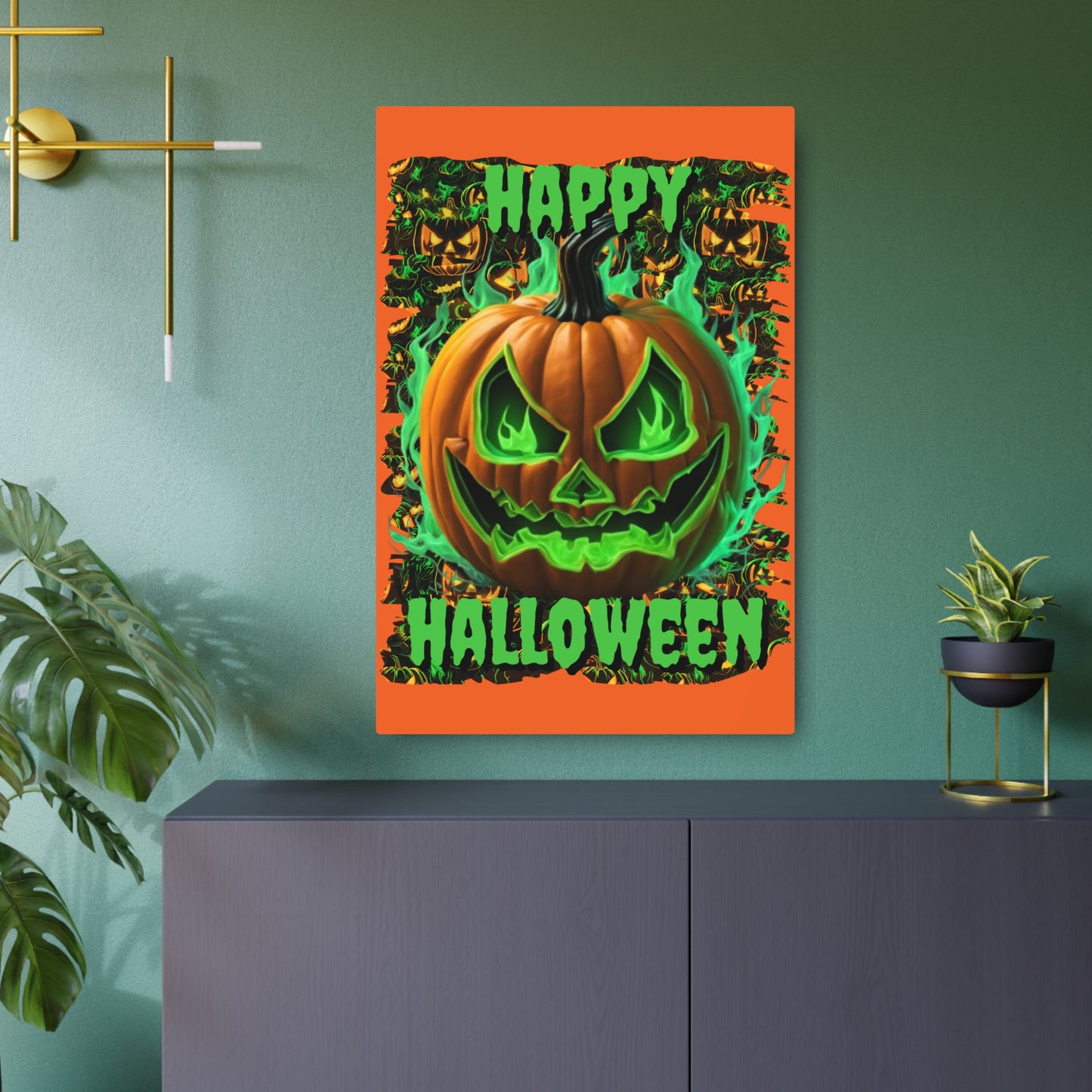 Happy Halloween Green Jack Metal Art Sign by CreepyCrafts.boo
