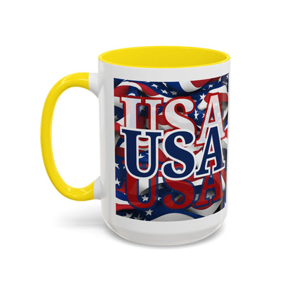 USA Blue font Center Patriot Accent Mug by cypherpunkgear.com