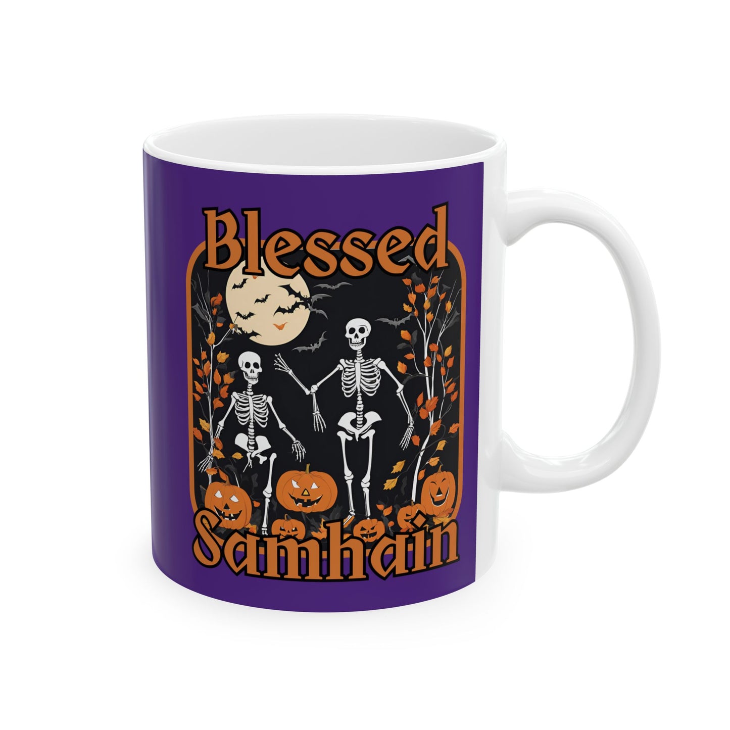 Spooktacular Skeletons of Samhain Purple Mug by CreepyCrafts.boo