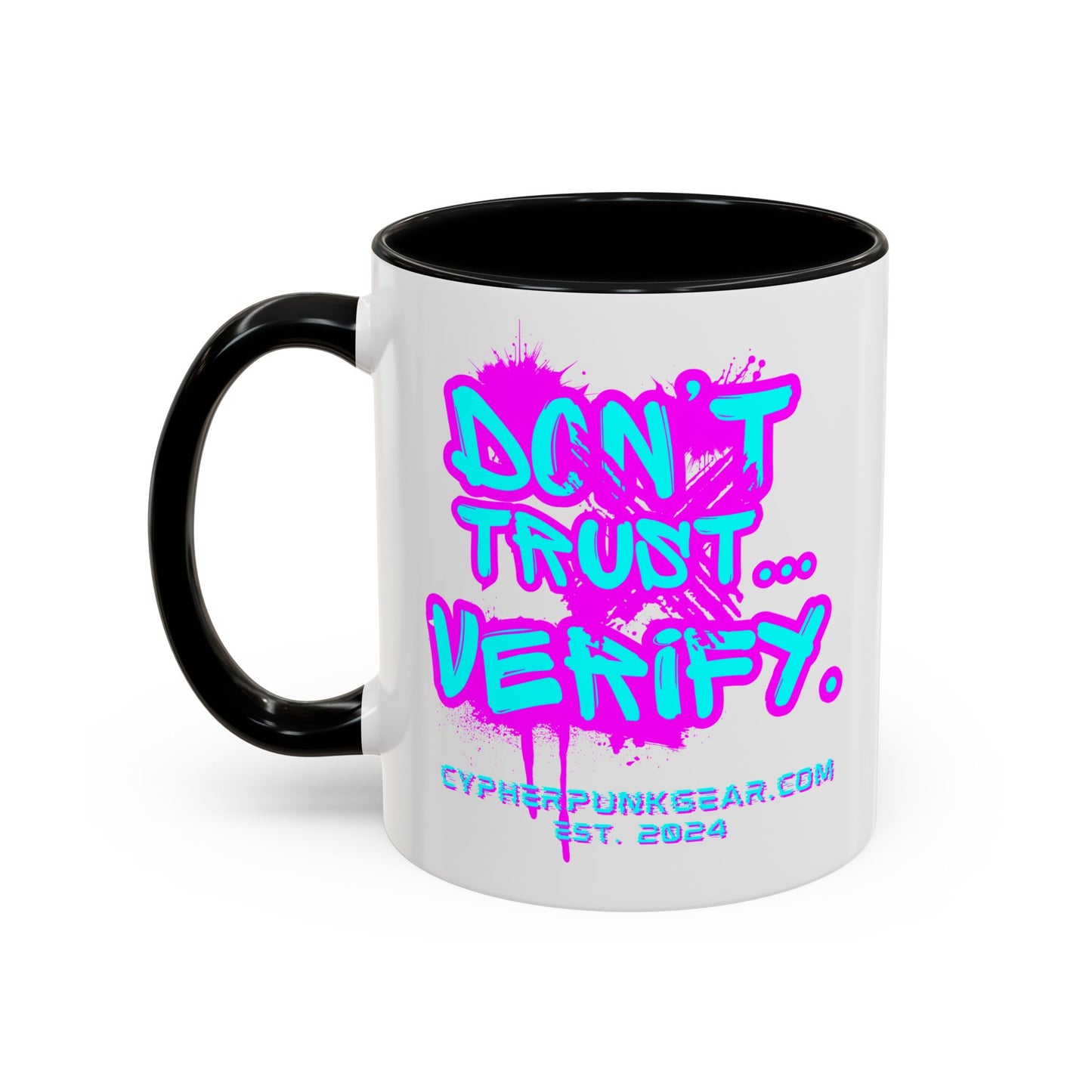 Don't Trust...Verify. White Accent Mug by cypherpunkgear.com