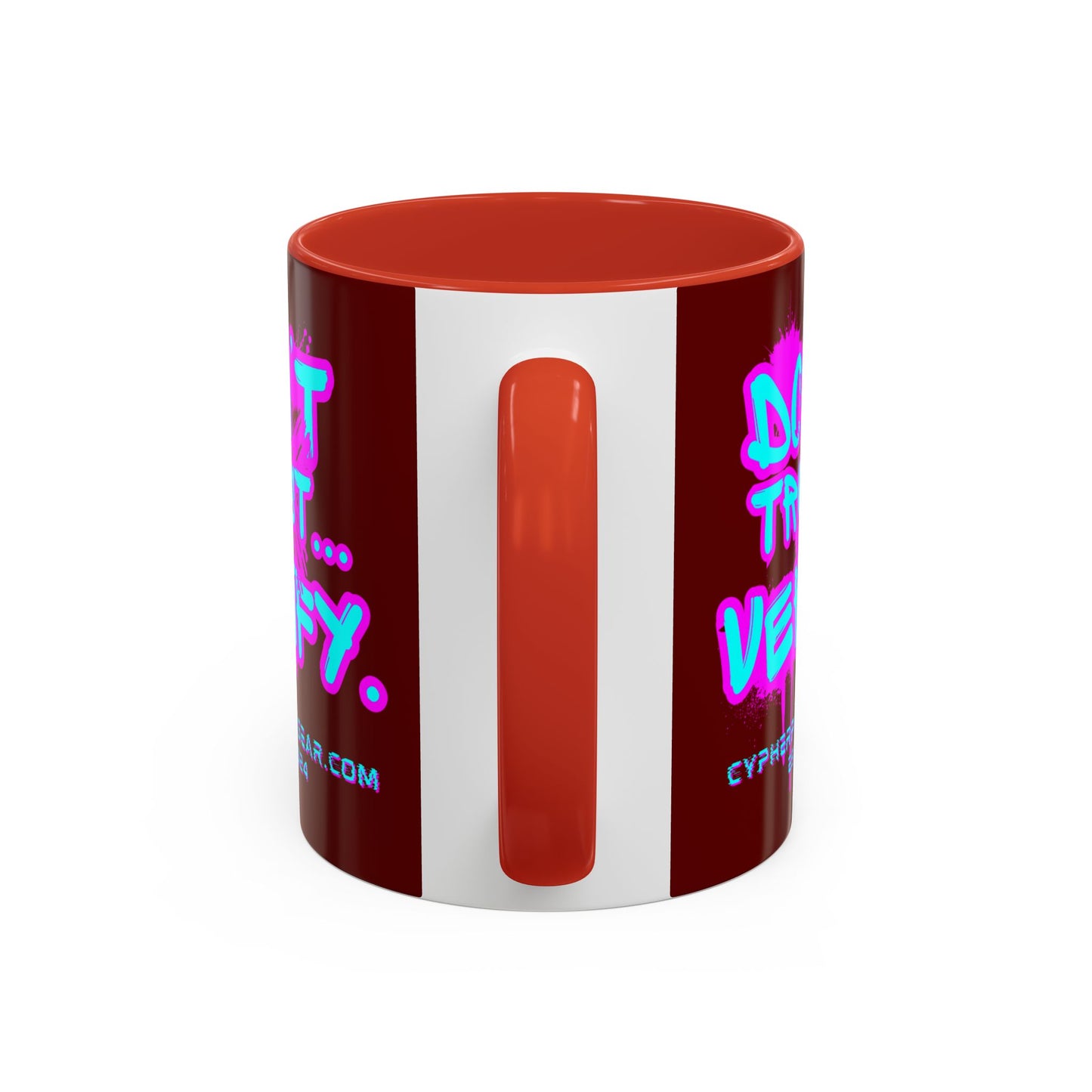 Don't Trust...Verify. Red Accent Mug by cypherpunkgear.com