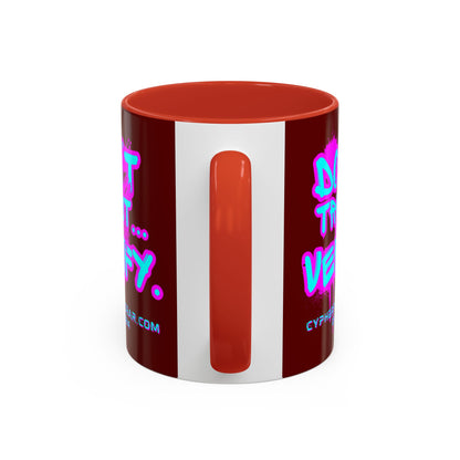 Don't Trust...Verify. Red Accent Mug by cypherpunkgear.com