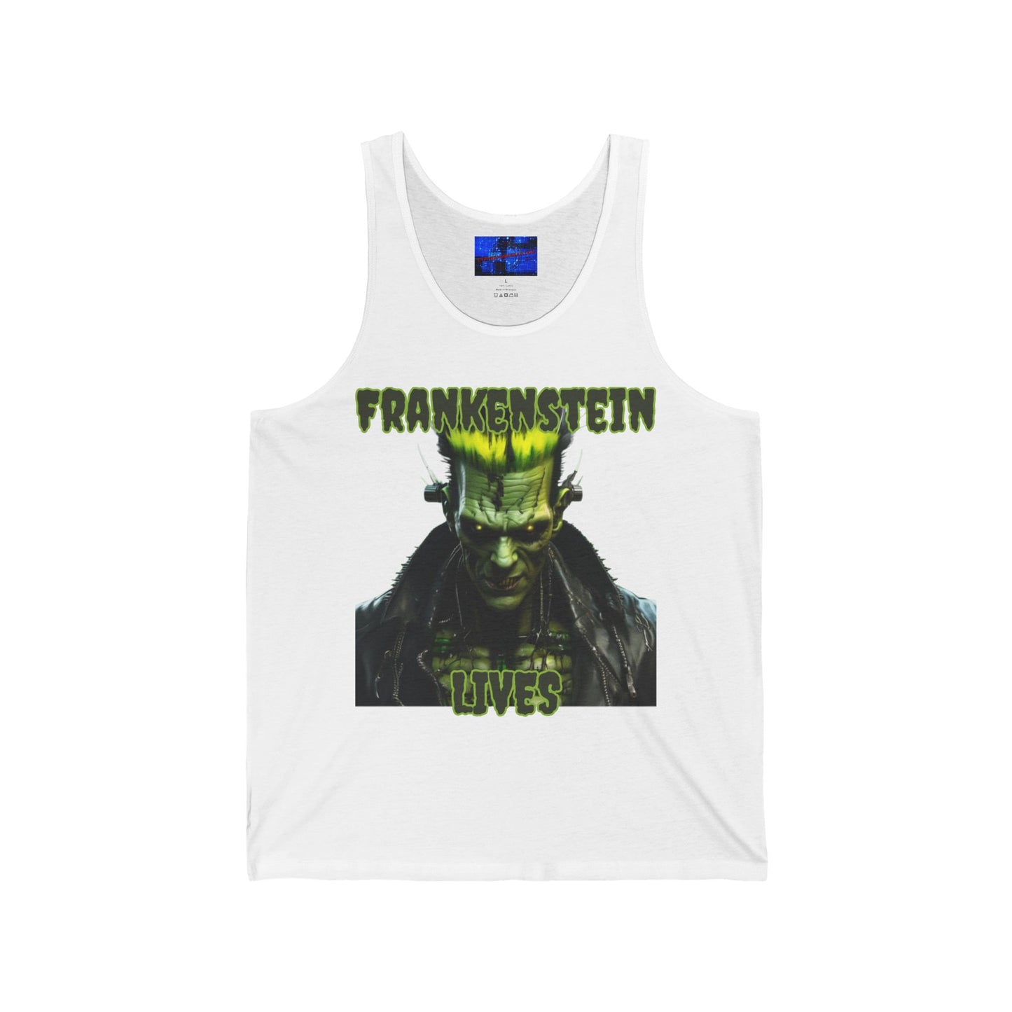 Frankenstein Lives Unisex Jersey Tank Top by cypherpunkgear