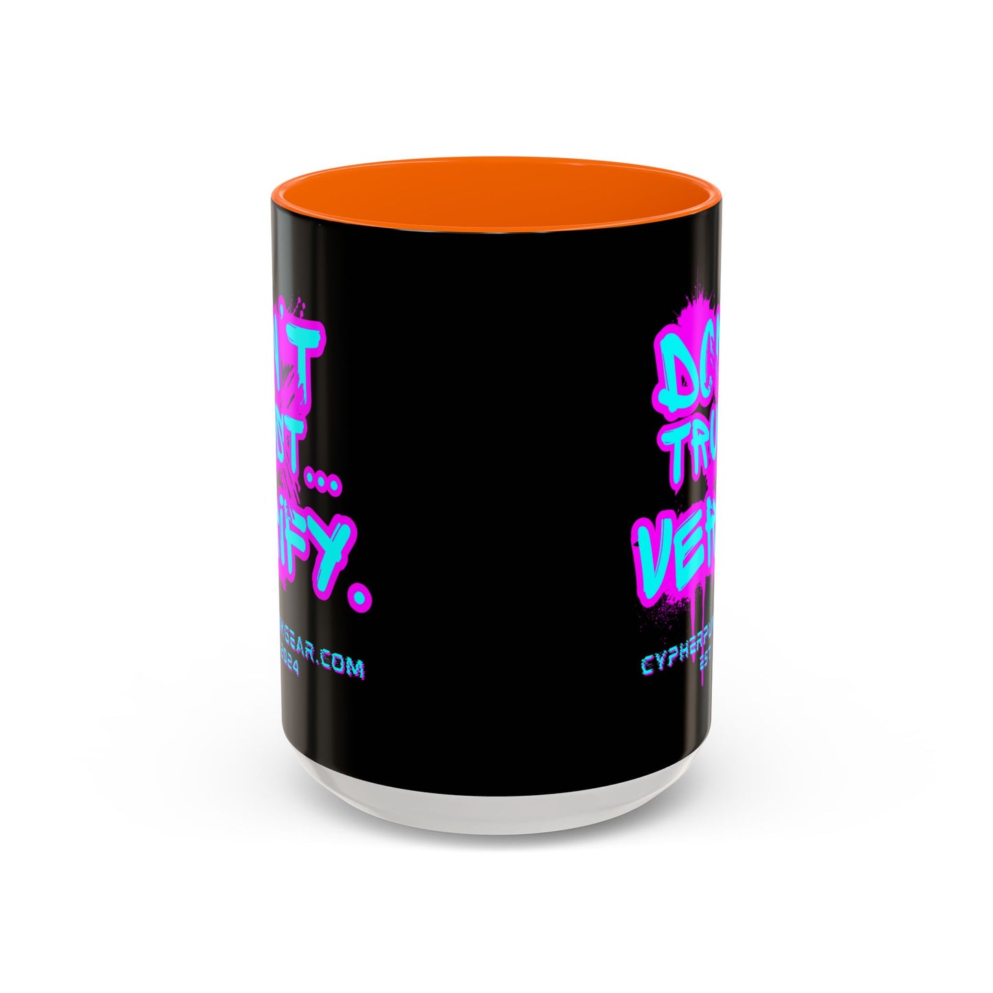 Don't Trust...Verify. Black Accent Mug by cypherpunkgear.com