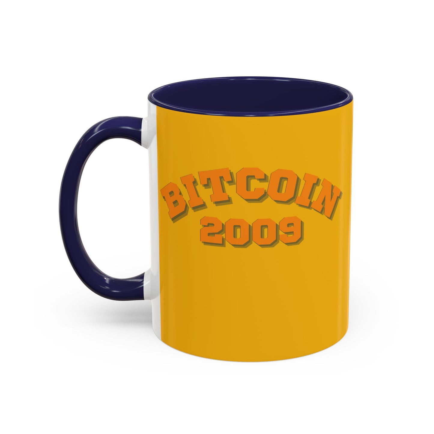 Bitcoin 2009 Yellow Accent Mug by cypherpunkgear.com