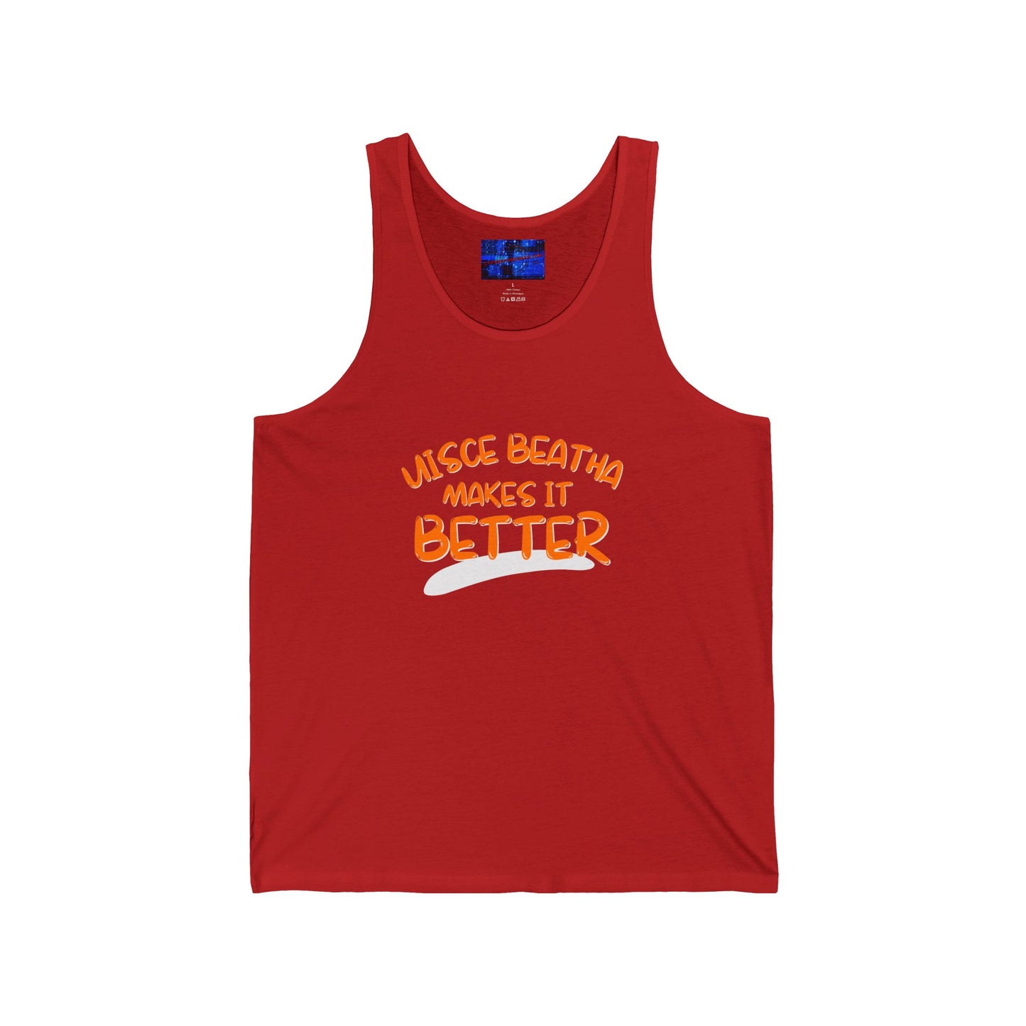 Uisce Beatha makes it better Orange font Unisex Jersey Tank Top by cypherpunkgear.com