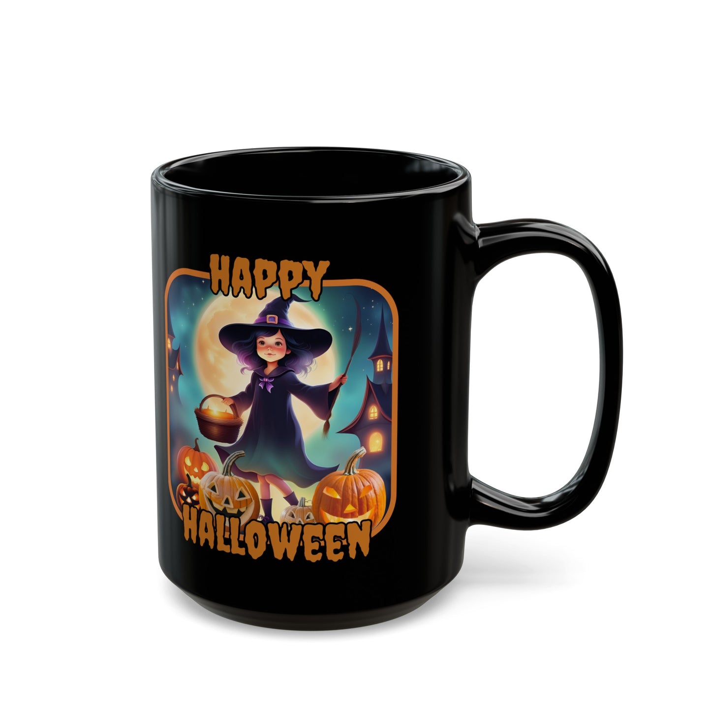 Happy Halloween Little Witch ORfont Black Mug by cypherpunkgear