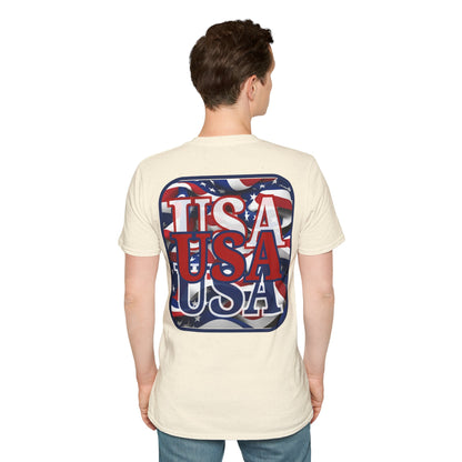 2-sided RED White and Blue USA Patriot Light colors Unisex T-Shirt by cypherpunkgear.com