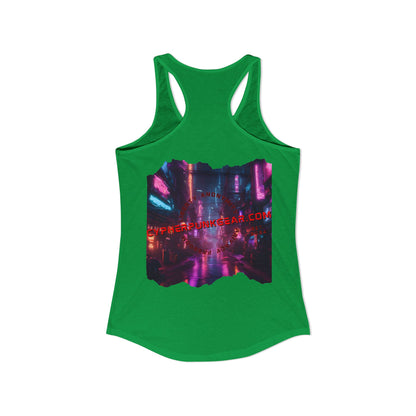 2-sided, cypherpunkgear.com Logo & Cityscape Women's Racerback Tank Top by cypherpunkgear.com