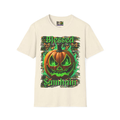 Blessed Samhain Green Jack Light colors Unisex T-Shirt by CreepyCrafts.boo