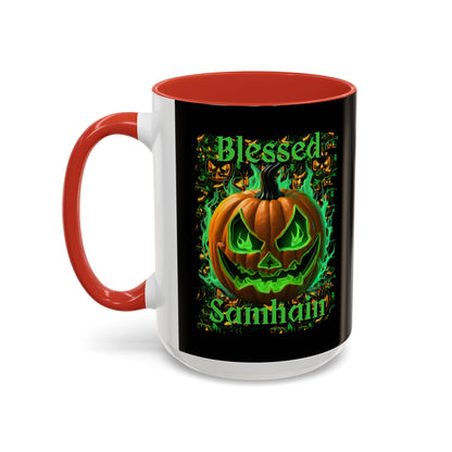 Blessed Samhain Green Jack Black Accent Mug by CreepyCrafts.boo