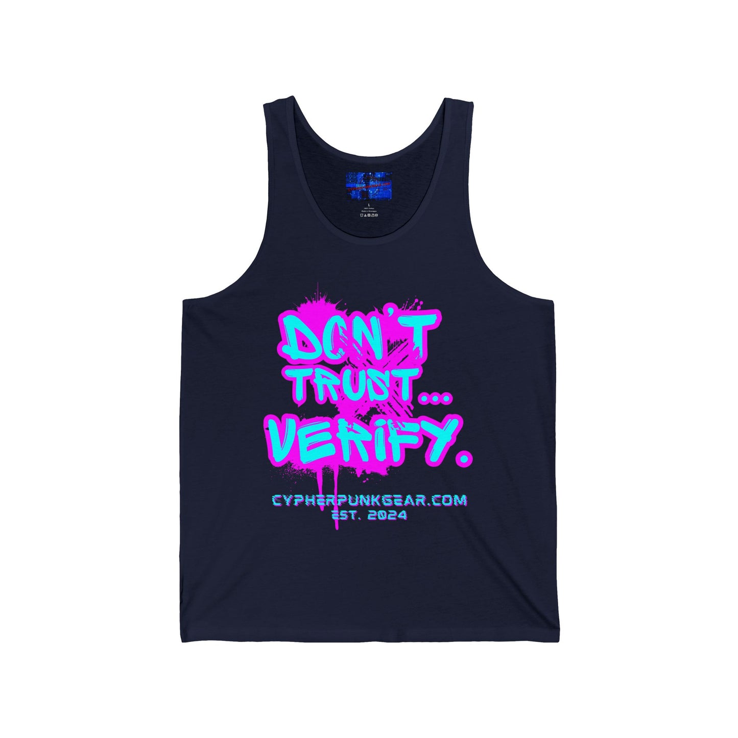 Don't Trust...Verify. Unisex Jersey Tank Top by cypherpunkgear.com