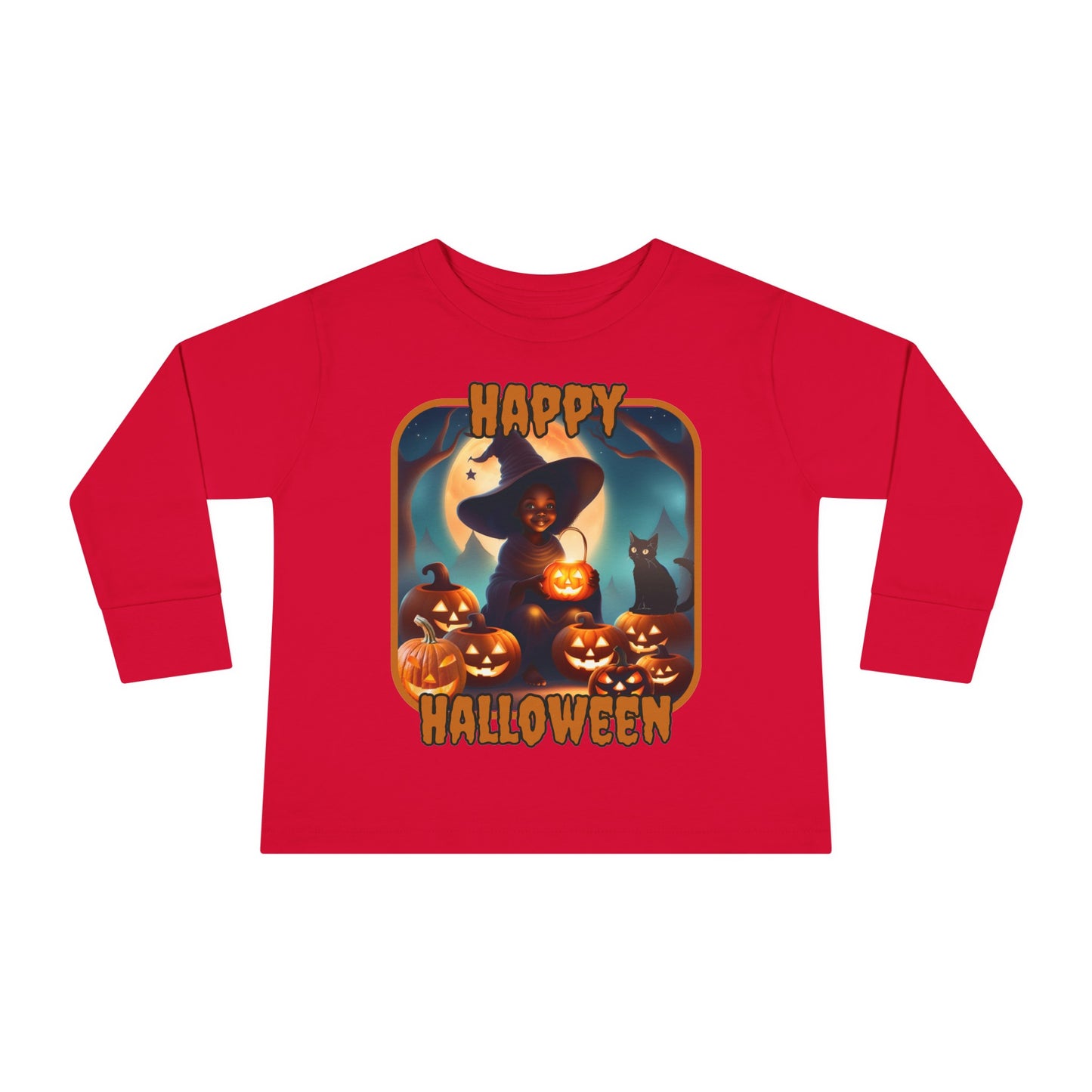 Happy Halloween Cute Witch ORfont Toddler Long Sleeve Tee by cypherpunkgear