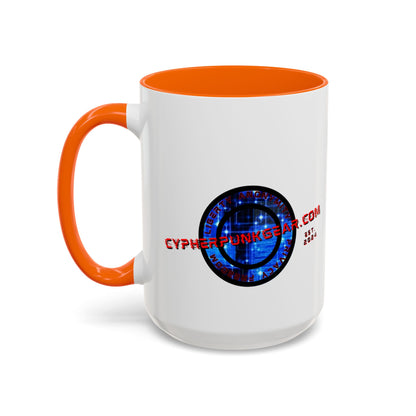 2-sided, cypherpunkgear.com Logo & Cityscape Accent Mug by cypherpunkgear.com
