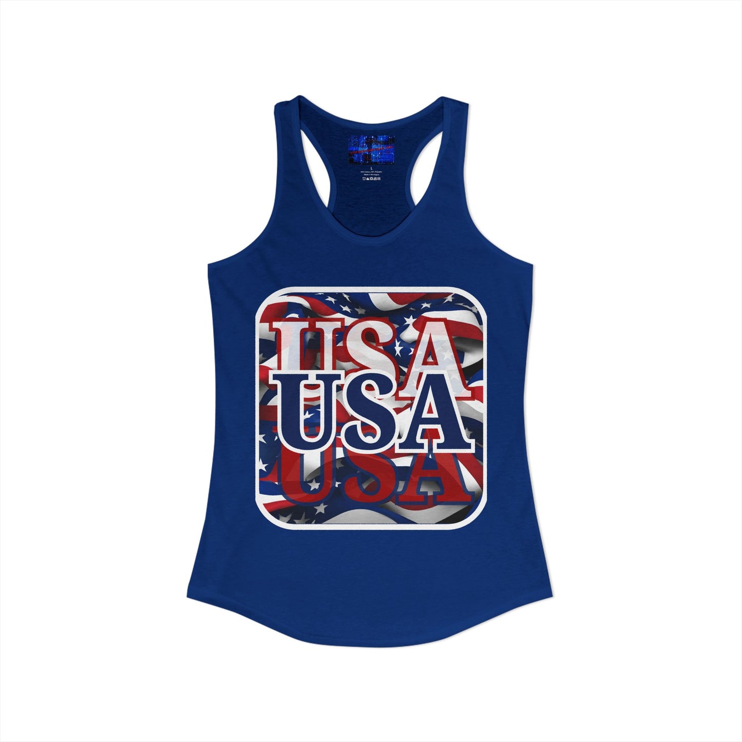Red White and BLUE USA Patriot Women's Racerback Tank Top by cypherpunkgear.com