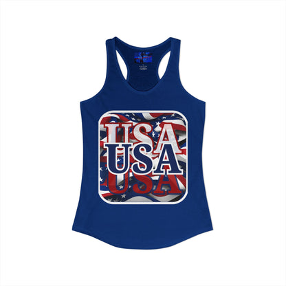 Red White and BLUE USA Patriot Women's Racerback Tank Top by cypherpunkgear.com